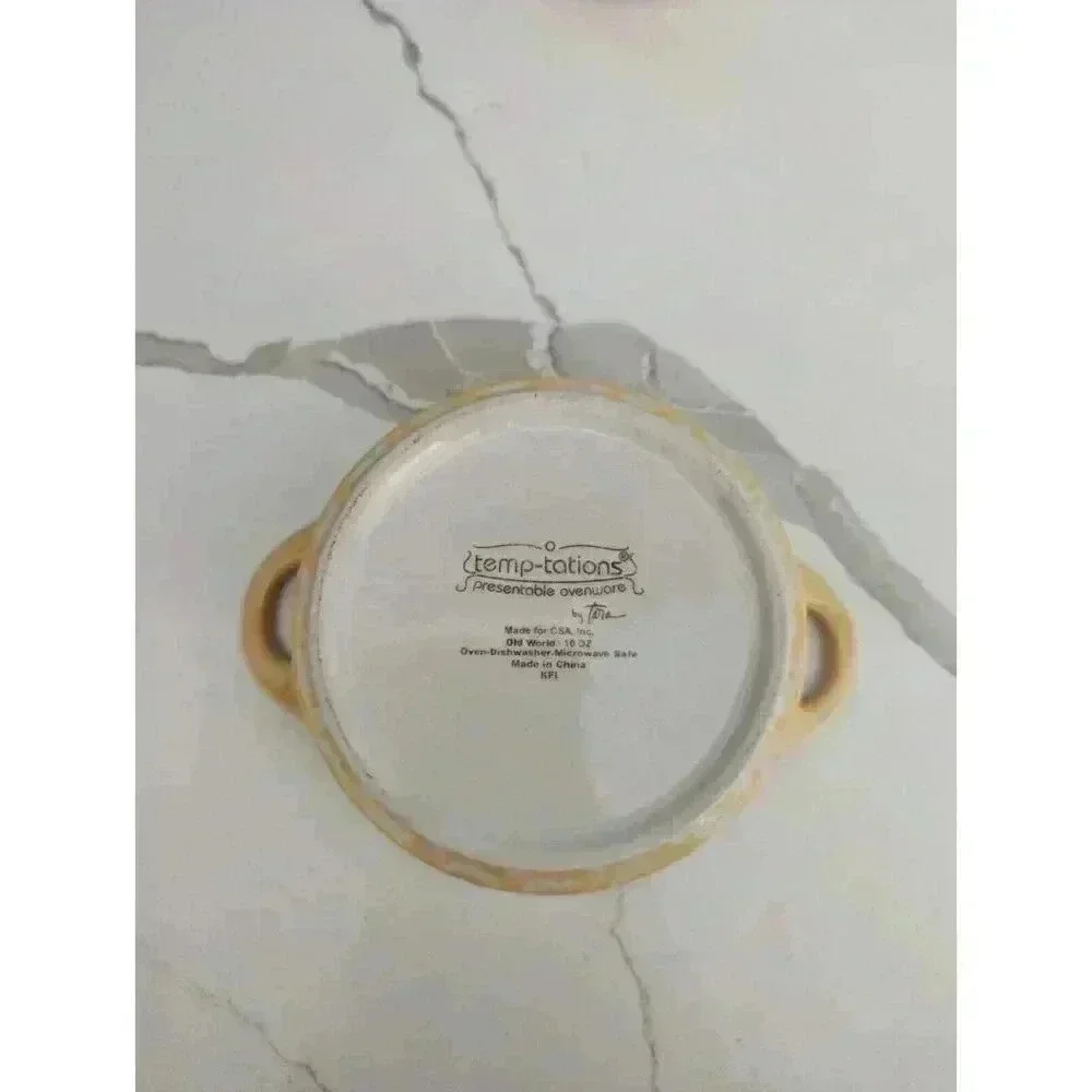 Temp-tations Old World Yellow Mini Individual Covered Casserole 10 oz Vintage